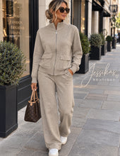 Load image into Gallery viewer, Beige zip up tracksuit
