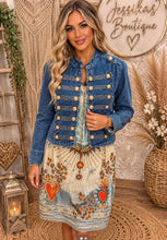 Load image into Gallery viewer, Gold denim military jacket
