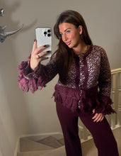 Load image into Gallery viewer, Burgandy tassle knit cardigan
