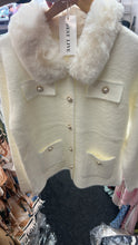 Load image into Gallery viewer, Cream faux fur luxe cardigan
