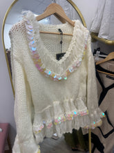 Load image into Gallery viewer, Golden days cream sequin disk jumper
