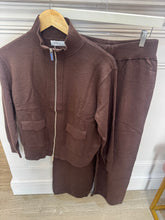 Load image into Gallery viewer, Brown zip up tracksuit
