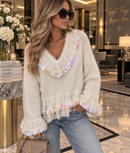 Load image into Gallery viewer, Golden days cream sequin disk jumper
