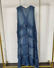 Load image into Gallery viewer, Darker denim ruffle frill maxi
