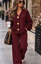 Load image into Gallery viewer, Cable knit gold button loungewear** no pockets**
