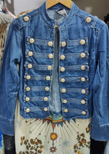 Load image into Gallery viewer, Gold denim military jacket
