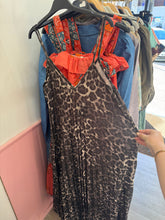 Load image into Gallery viewer, Lurex leopard strappy pleated maxi dress
