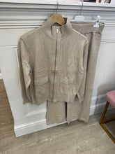 Load image into Gallery viewer, Beige zip up tracksuit
