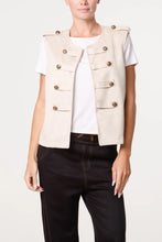 Load image into Gallery viewer, Cream soft military waist coat
