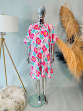 Load image into Gallery viewer, Party flower sun midi puff sleeve dress
